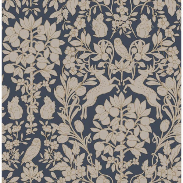 Brewster Home Fashions Richmond Blue Floral Wallpaper Sample