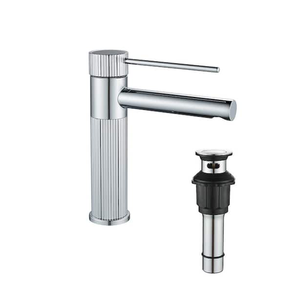 Single Hole Single Handle Bathroom Vanity Faucet with Pop Up Drain in Chrome