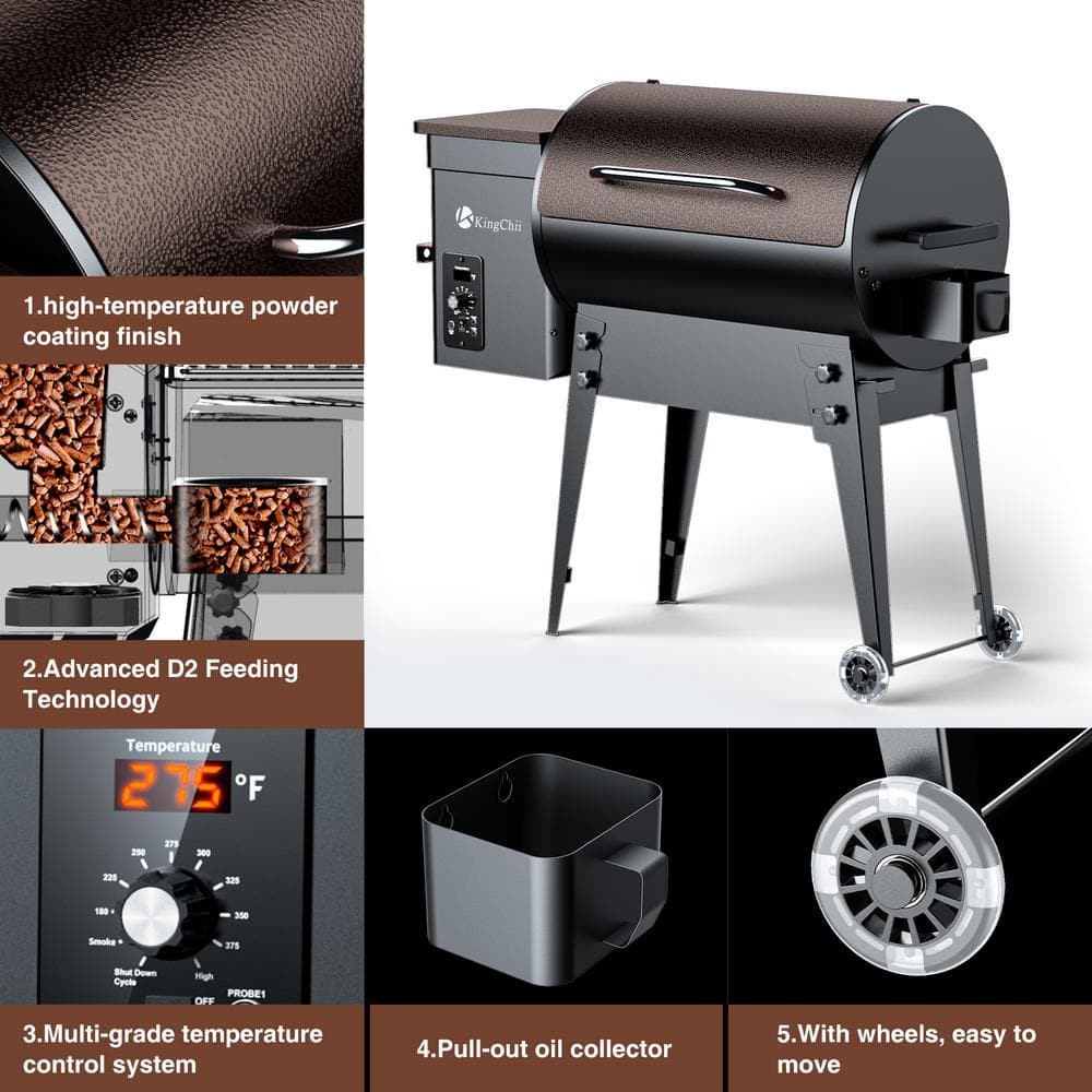 Bronze 456 sq. in. Wood Pellet Grill with Foldable Legs