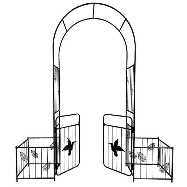 87 in. x 79.92 in. Metal Black Garden Arbor Trellis