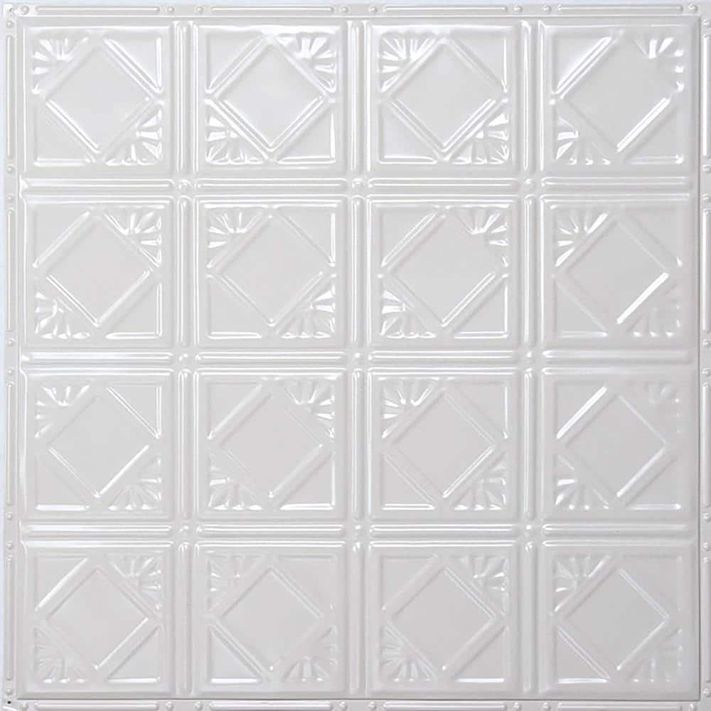 AMERICAN TIN CEILINGS Pattern #19 in Bright White Gloss 2 ft. x 2 ft ...