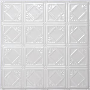 Pattern #19 in Bright White Gloss 2 ft. x 2 ft. Nail Up Tin Ceiling Tile (20 sq. ft./Case)