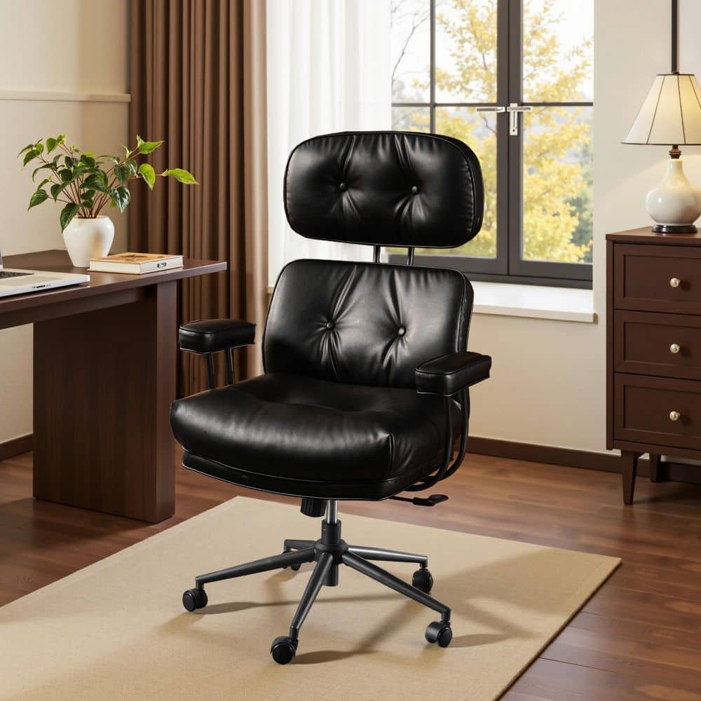 Aro PU Fabric Swivel Ergonomic Office Task Chair in Black with Desk Chairs High Back Lumbar Support Adjustable Arms price history on PriceWatchPro