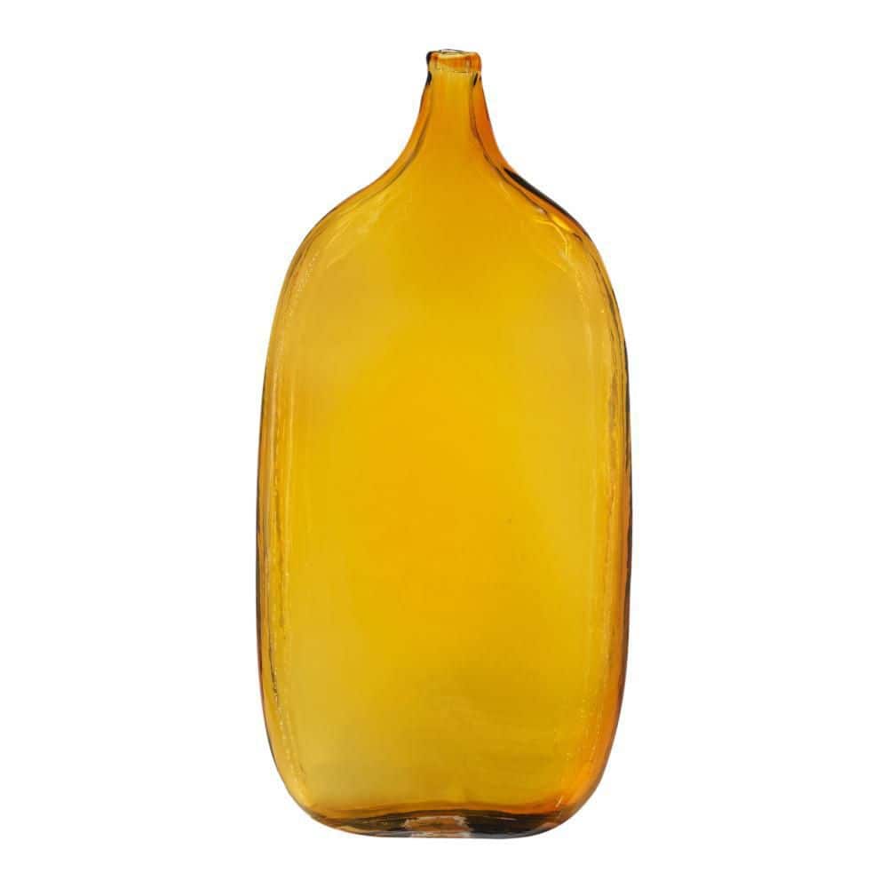 A & B Home Diana Handcrafted Glass Table Vase 4.3 in. Yellow 70436 The Home Depot