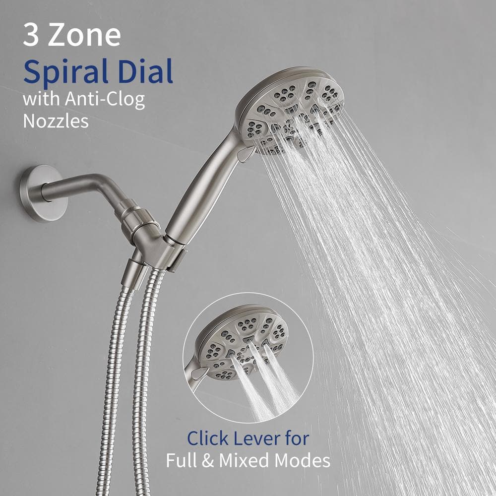 Brushed Nickel Wall Mount Handheld Shower Head with Adjustable Bracket