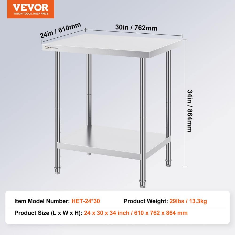 Stainless Steel Adjustable Height Kitchen Worktable