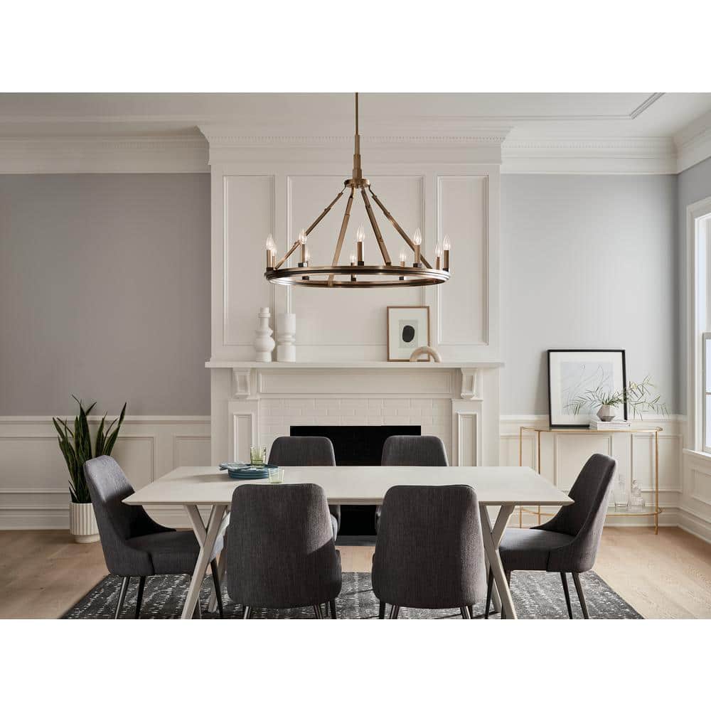 Emmala 10-Light Art Deco Chandelier in Brushed Natural Brass