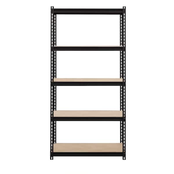 Riveted Garage Storage Shelving Unit, 5-Shelf Steel Black Unit 36 in. W x 72 in. H x 18 in. D