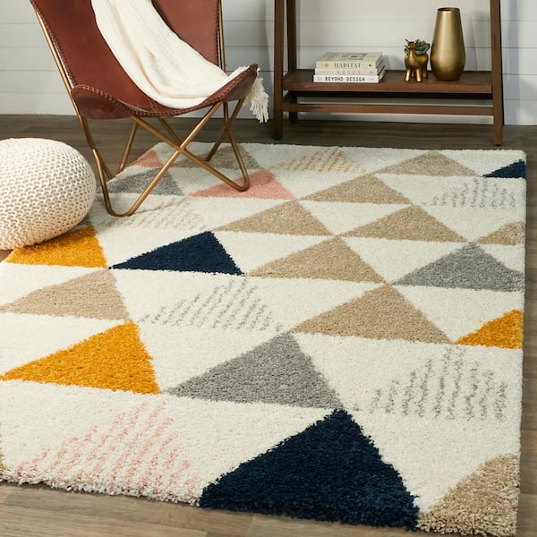 Parler White 5 ft. x 7 ft. Modern Shag Area Rug