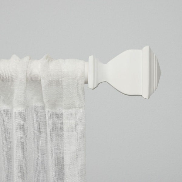 Napoleon 66 in. - 120 in. Adjustable 1 in. Single Curtain Rod Kit in Matte White with Finial