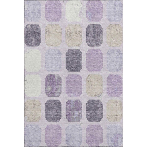 Mayfield Premium Machine Washable Abstract AMF2182 Lavender 10 ft. x 14 ft. Area Rug