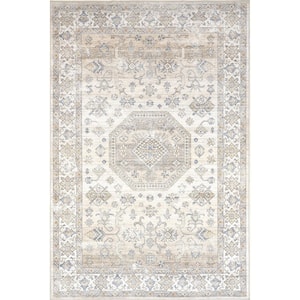 Darby Persian Spill-Proof Machine Washable Ivory Doormat 3 ft. x 5 ft. Accent Rug