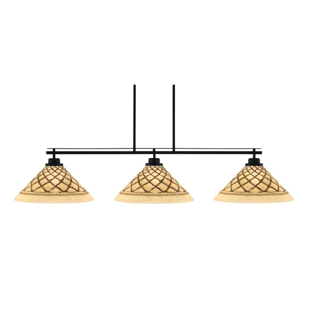 Monroe 3-Light Billiard Light, Round Fitter, Matte Black Finish, 16 in. Cho