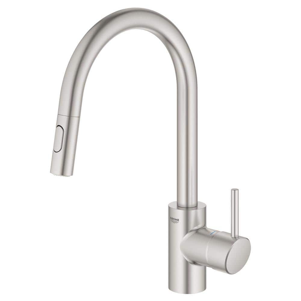 Modern 15" Stainless Steel Pull-Down Kitchen Faucet with Dual Spray