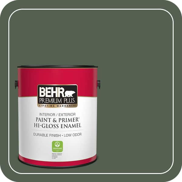 BEHR PREMIUM PLUS 1 gal. #ECC-11-3 Whispering Oaks Hi-Gloss Enamel Interior/Exterior Paint & Primer
