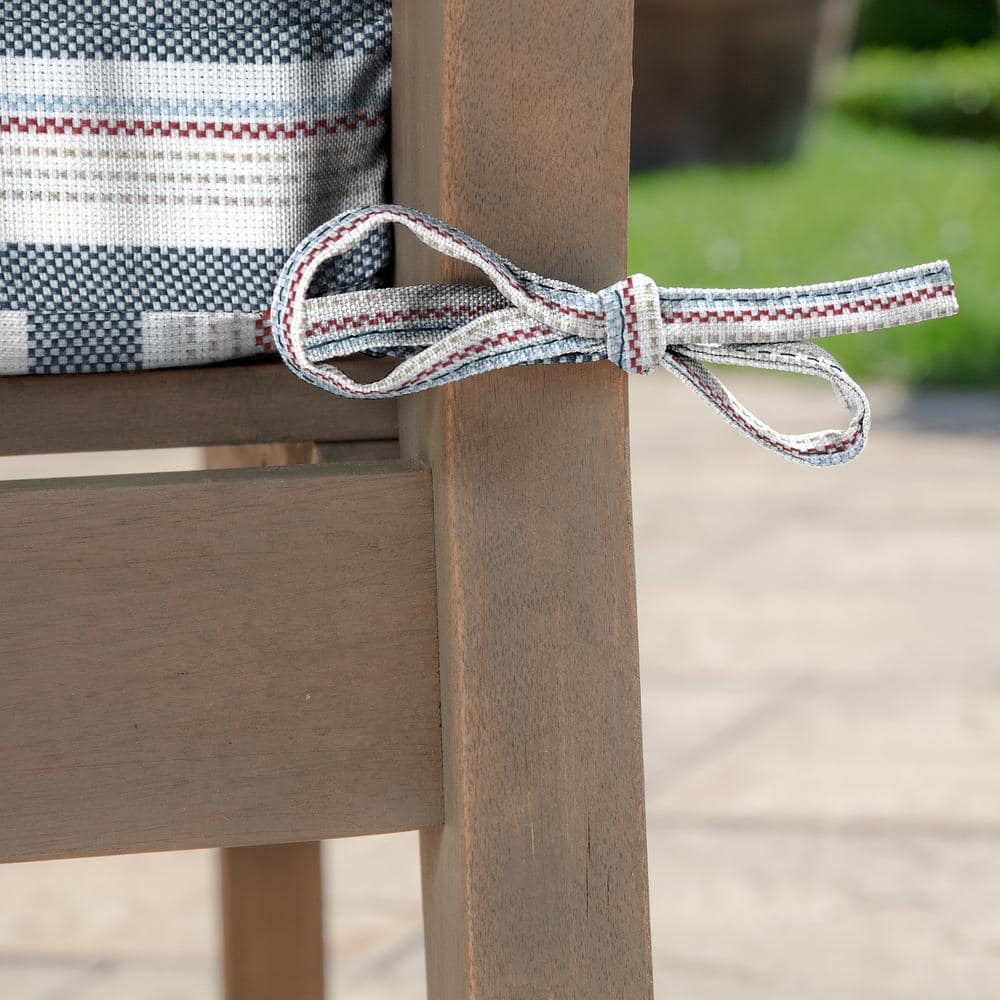 Ocean Blue Stripe Recycled Fabric Outdoor Dining Chair Cushion Set