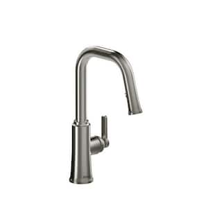 Trattoria Single Handle Pull Down Sprayer Kitchen Faucet in Stainless Steel