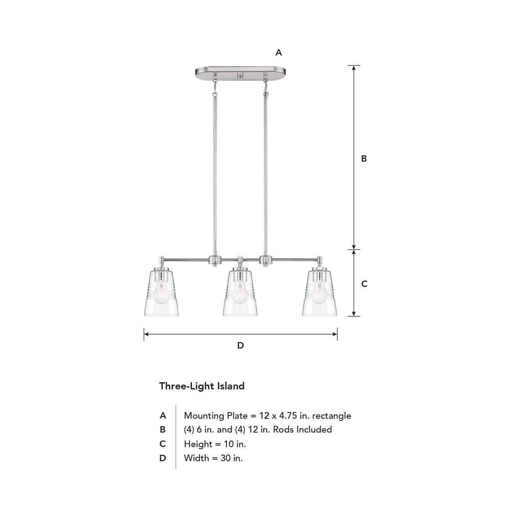 Ingo Urban Chic 30" Polished Nickel Island Pendant with Clear Glass