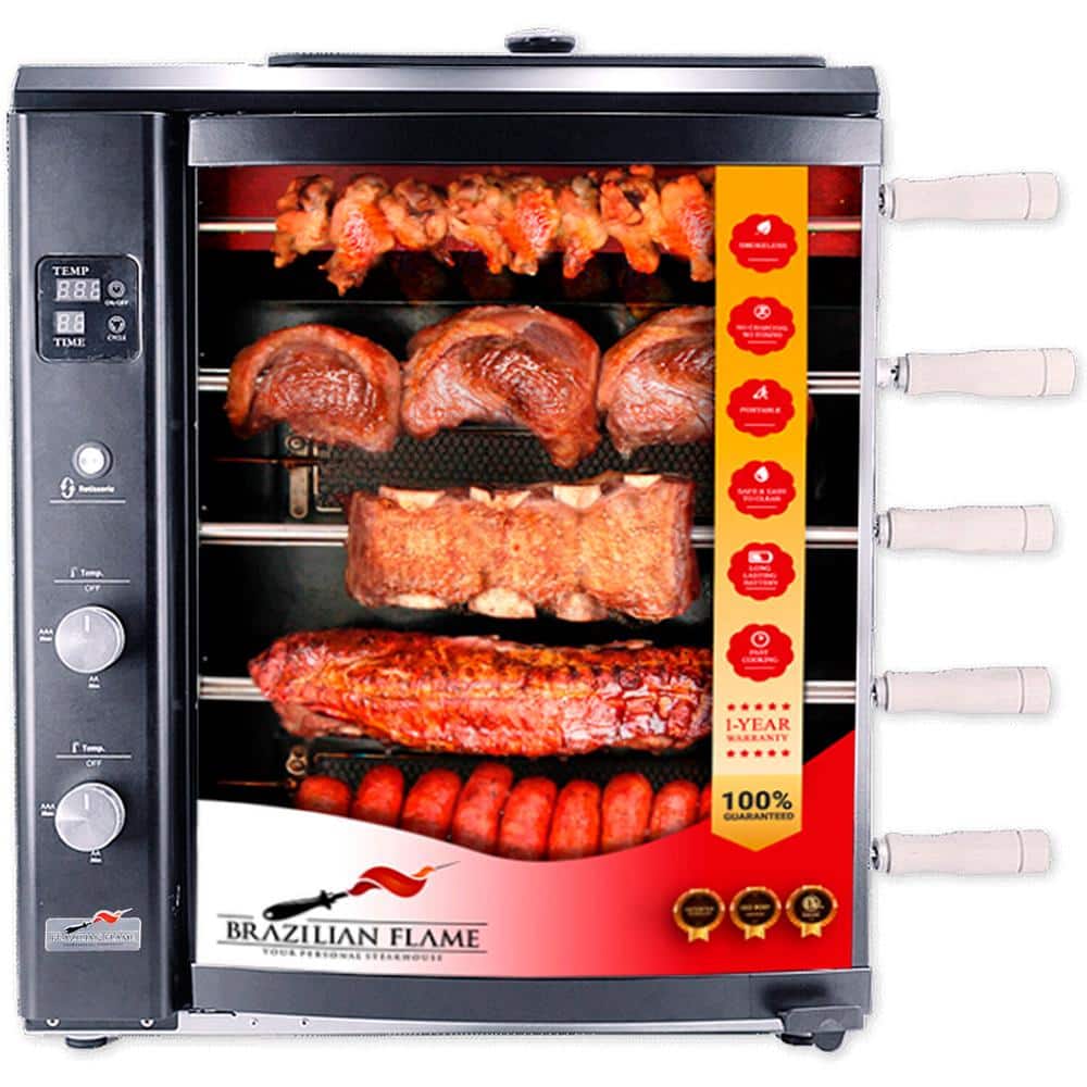 Portable Propane Gas Rotisserie Grill in Black