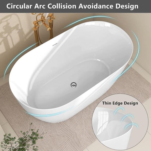 Zeafive Ane 59 in. x 29.5 in. Free Standing Soaking Tub
