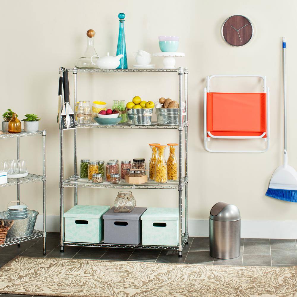 Bravo 4-Tier Chrome Wire Shelving Unit