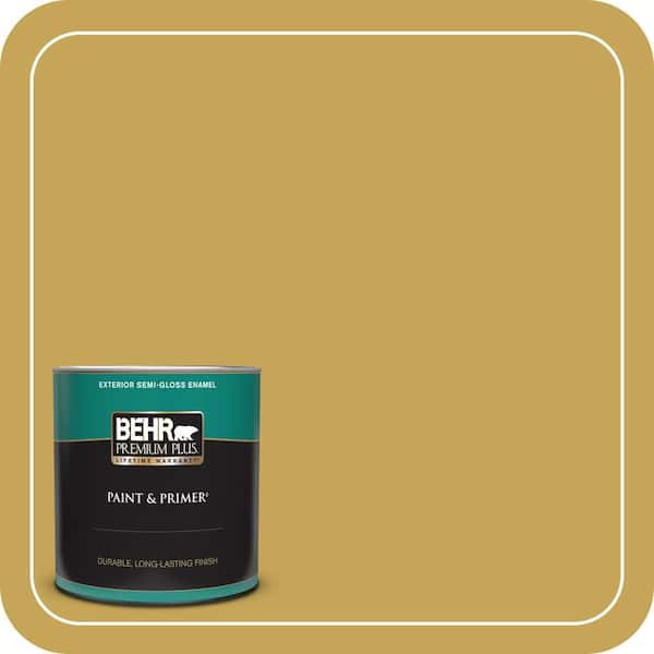 BEHR PREMIUM PLUS 1 qt. #PPU6-18 Lemongrass Semi-Gloss Enamel Exterior Paint & Primer