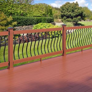 6 ft. Redwood-Tone Southern Yellow Pine Rail Kit with Aluminum Contour Balusters
