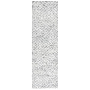 Abstract Gray/Ivory 2 ft. x 8 ft. Chevron Marle Runner Rug