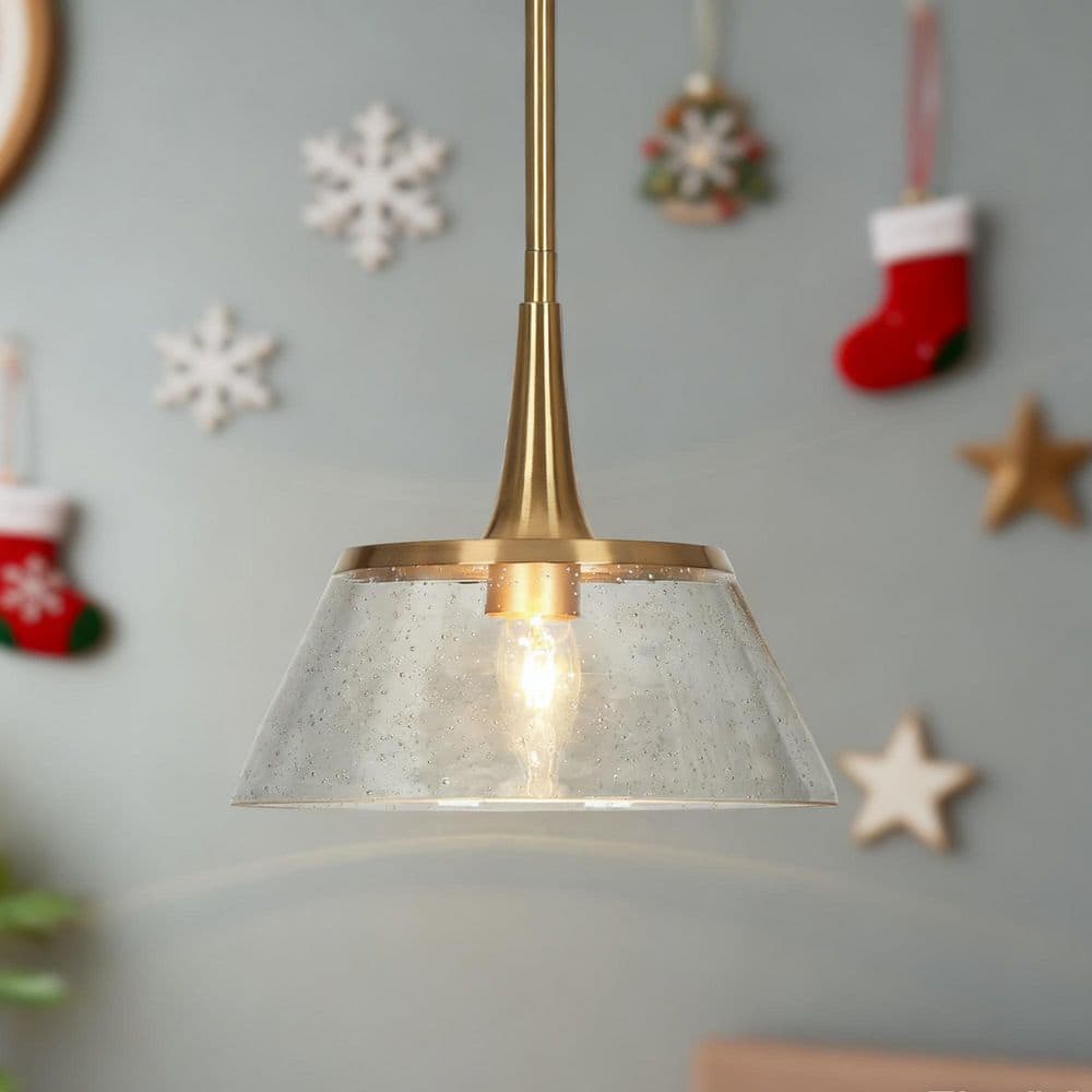 Quoridan Brass Modern Drum Kitchen Pendant Light with Seeded Glass Modern 1-Light Living Dining Room Island Chandelier price history on PriceWatchPro