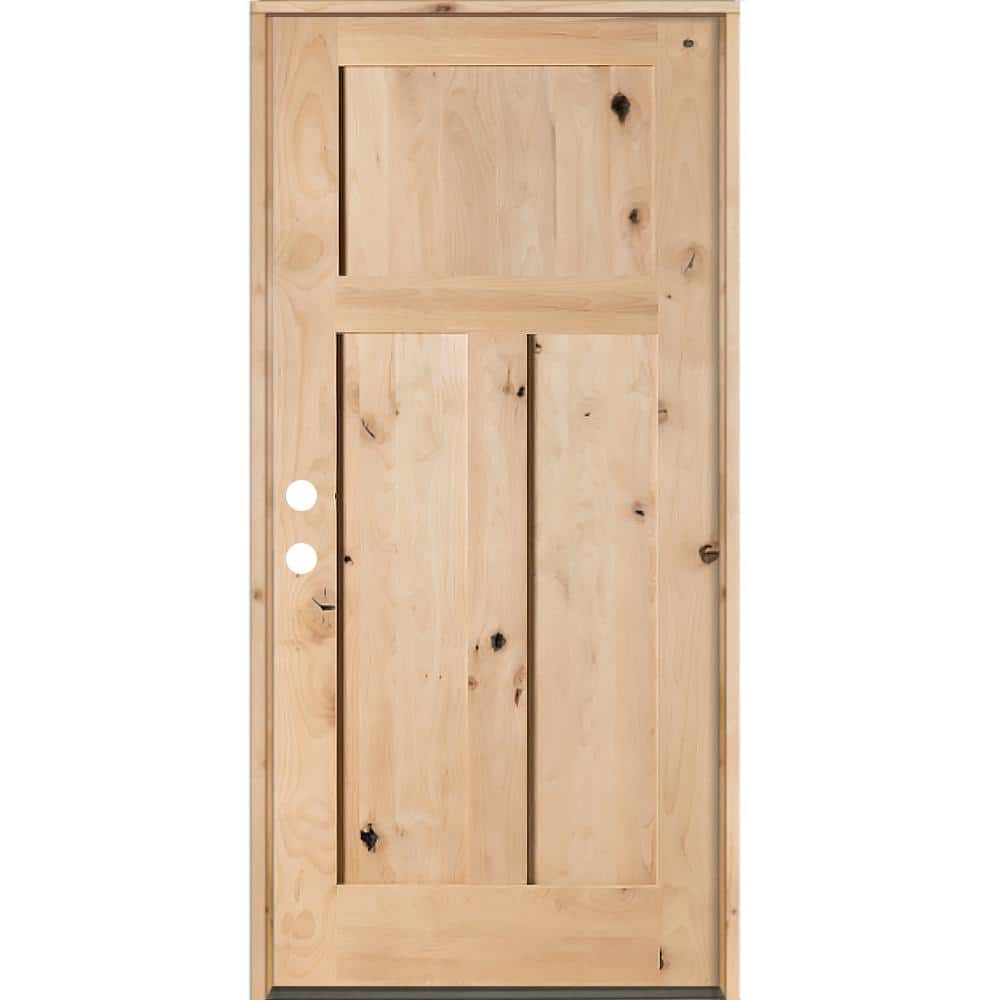 Krosswood Doors 36 in. x 80 in. Rustic Knotty Alder 3 Panel RightHand
