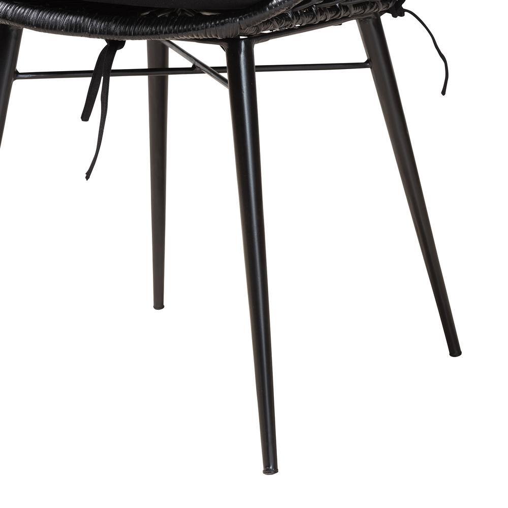 Ballerina Black Rattan and Metal Bohemian Dining Chair Set