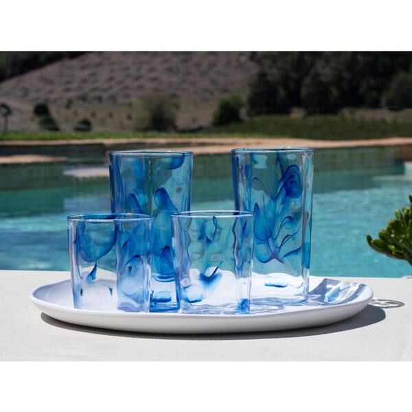 ABODE HOMEWARES Aegean 12 oz. Dishwasher Safe Blue Acrylic Drinking Glass  DK22915279