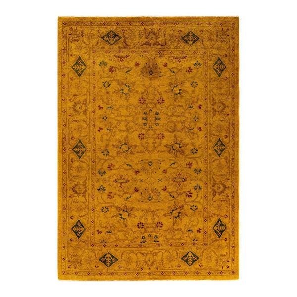 Overdyed Gold 5 ft. x 8 ft. Solid Wool Indoor Area Rug