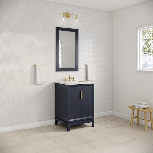 Black Shaker Bath Vanity with Brass Faucets - Transitional - Bathroom