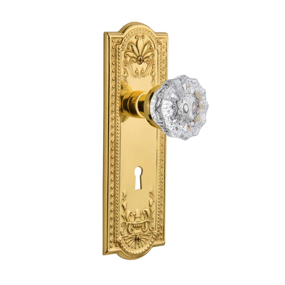 2.375 Nostalgic Warehouse 721909 Prairie Plate with Keyhole Passage Crystal Emerald Glass Door Knob in Antique Pewter