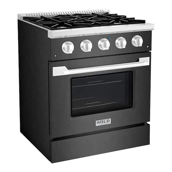 Classic Retro 30 in. 3.9 cu. ft. Retro Gas Range with Convection Oven in  Midnight Black