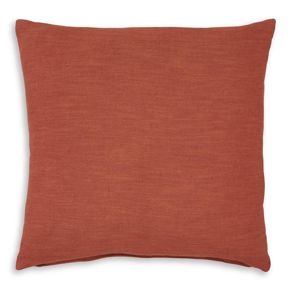 Rust Cotton Linen Blend Square Accent Pillow