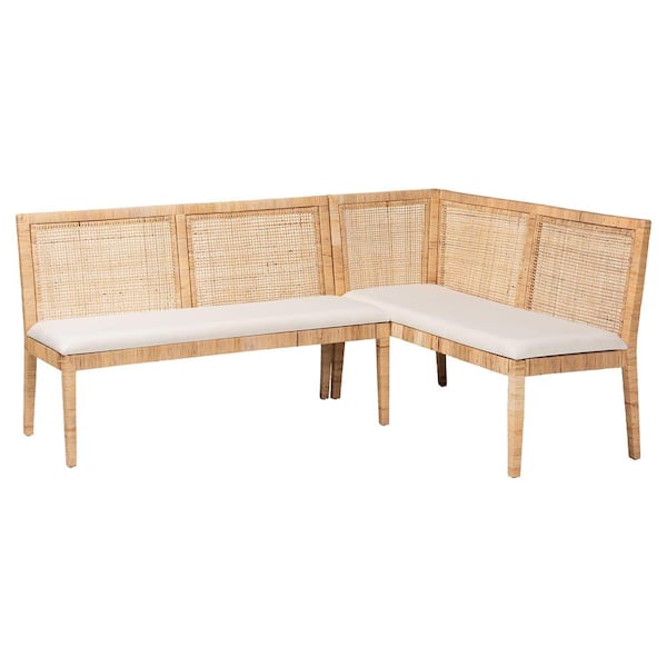 Kalimantan Light Honey Rattan 2-Piece Dining Nook Banquette Set