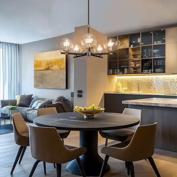 Zevni Modern Black Island Pendant Light, Ostter 22 in. 5