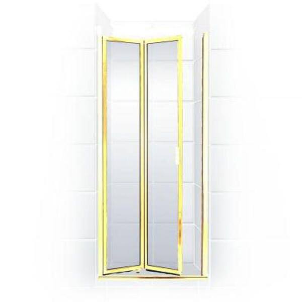 Coastal Shower Doors Paragon Series 22 in. x 66 in. Framed Bi-Fold Double Hinged Shower Door in Gold and Clear Glass