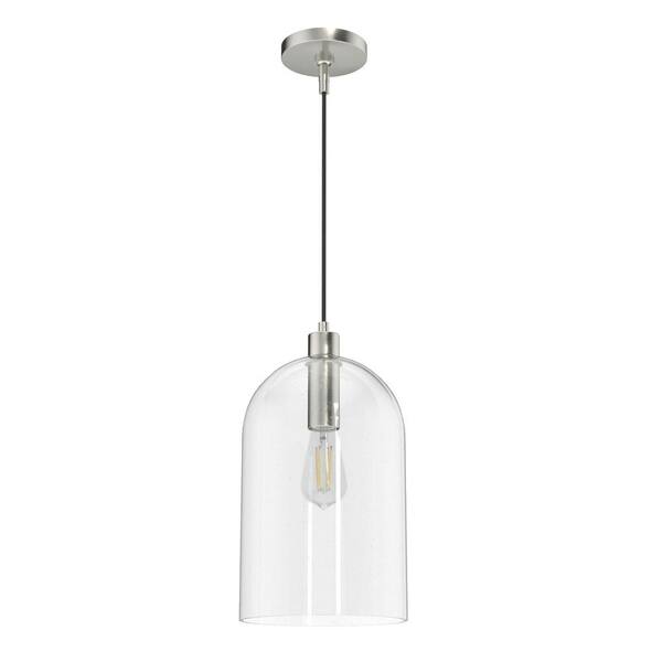 Hunter Lochmeade 1 Light Brushed Nickel Pendant with Seeded Glass Shade