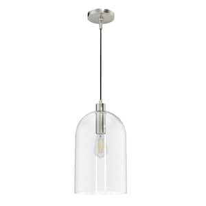Lochmeade 1 Light Brushed Nickel Pendant with Seeded Glass Shade Kitchen Light