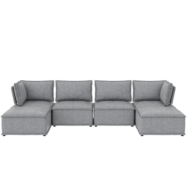 DHP Adam 32 in. W, Corner Chair for Modular Linen Sectional Sofa in Gray