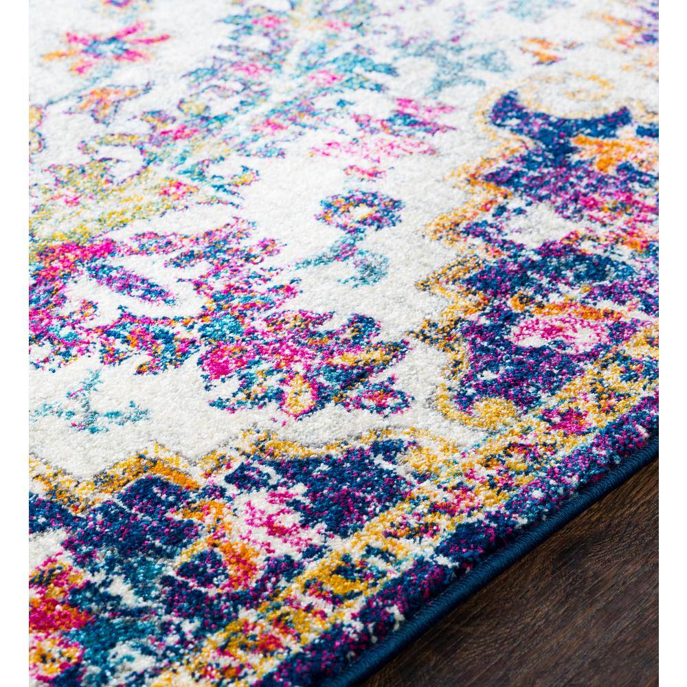 Harput Vintage Medallion Blue Synthetic Area Rug, 2' x 2'11"
