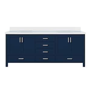 Jacques 80 in. W x 22 in. D Navy Blue Bath Vanity and Cultured Marble Top