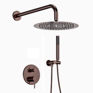 1-Spray Patterns with 2.5 GPM 10 in. Wall Mount Dual Shower Head Hand Shower Faucet in Oil Brown Bronze (Valve Included)