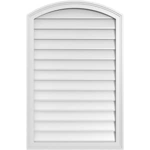 26 in. x 40 in. Arch Top Surface Mount PVC Gable Vent: Functional with Brickmould Frame