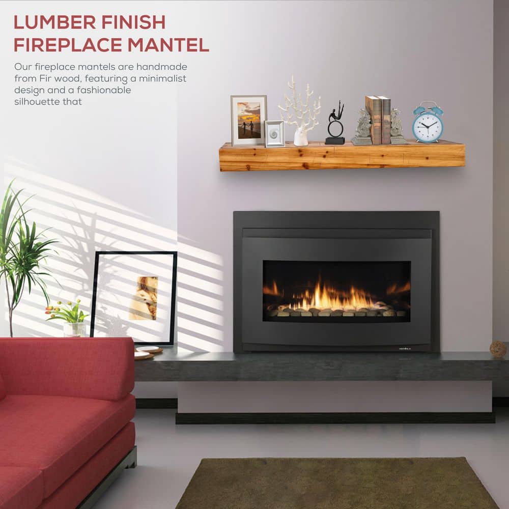 Northbeam 60" Beige Fir Wood Fireplace Mantel Shelf