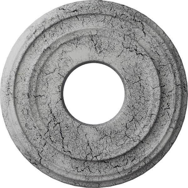 Ekena Millwork 1-1/8 in. x 12-3/8 in. x 12-3/8 in. Polyurethane Classic Ceiling Medallion, Ultra Pure White Crackle