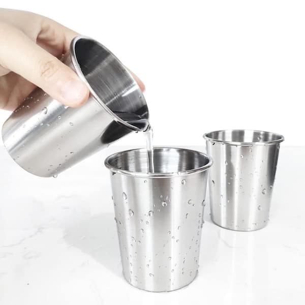 8 oz. Silver Stainless Steel Kids Drinking Cups Water Bottle (Set of 12)